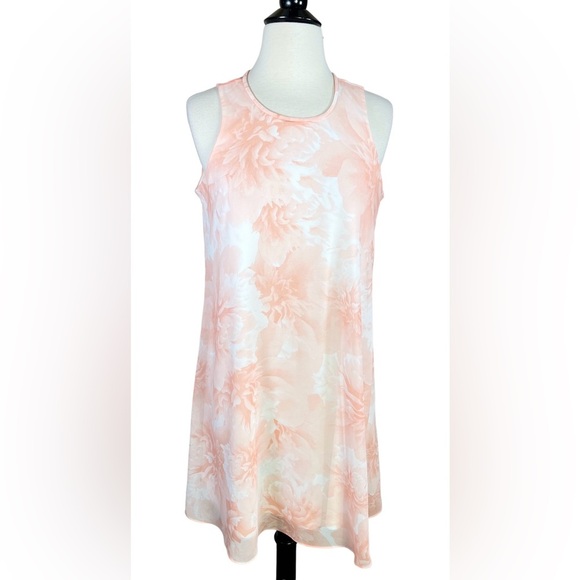 CALVIN KLEIN ~ Blush Pink and White Romantic Floral Print Swing Dress ~ Size 8P - Picture 3 of 5